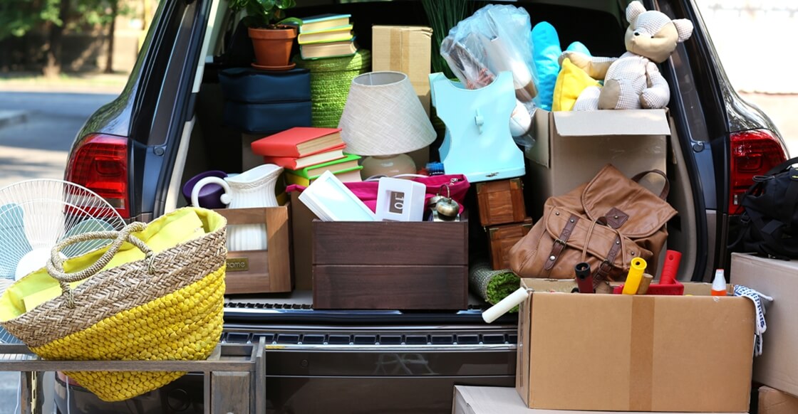 Group of household items to be stored in Summer Self Storage.