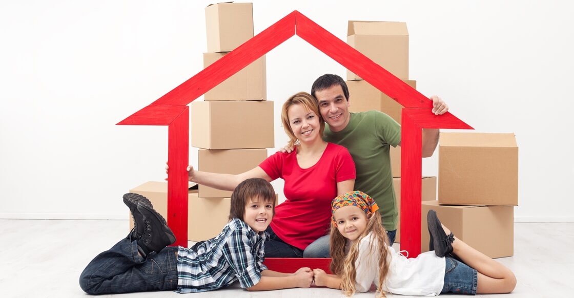 Happy family protected by Insurance.